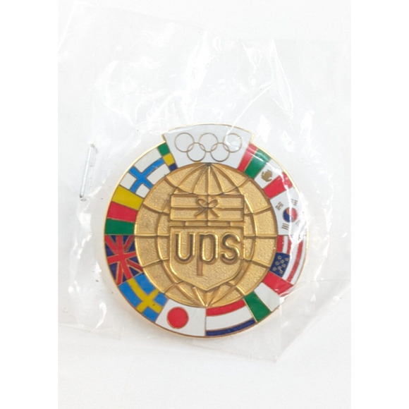 UPS United Parcel Service Nagano 1998 Olympic Enamel Pin Country Flags Souvenir - Picture 5 of 5